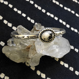Stamped White Buffalo Stacker Cuff- White Buffalo and Sterling Silver Bracelet- Size S/M