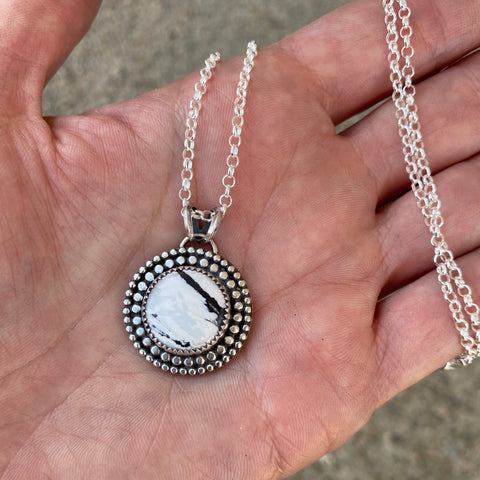 Sundial Necklace- White Buffalo and Sterling Silver Necklace- Chain Included