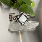 The Lotus Cuff- Size S/M- White Buffalo and Stamped Sterling Silver Bracelet