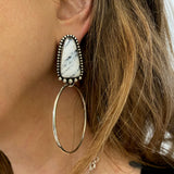 Celestial Hoop Earrings- Sterling Silver and White Buffalo