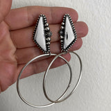 Celestial Hoop Earrings- Sterling Silver and White Buffalo