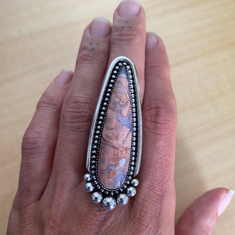 Huge Cotton Candy Agate Talon Ring or Pendant- Sterling Silver and Agate- Finished to Size