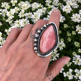 Celestial Rhodochrosite Statement Ring or Pendant- Sterling Silver and Pink Rhodochrosite- Finished to Size