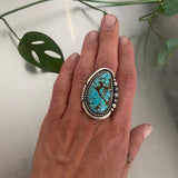 Large Turquoise Celestial Ring or Pendant- Sterling Silver and Number 8 Turquoise- Finished to Size