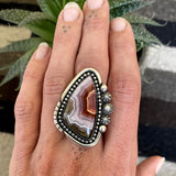 Large Agua Nueva Agate and Sterling Silver Celestial Ring or Pendant- Finished to Size