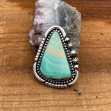 Blue Opal Petrified Wood Ring or Pendant- Sterling Silver and Indonesian Opalized Petrified Wood- Finished to Size