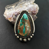Large Celestial Royston Ribbon Turquoise Ring- Sterling Silver and Royston Turquoise Statement Ring- Finished to Size or as Pendant
