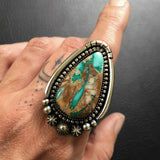 Large Celestial Royston Ribbon Turquoise Ring- Sterling Silver and Royston Turquoise Statement Ring- Finished to Size or as Pendant