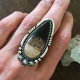 Celestial Petrified Palm Root Ring- Sterling Silver and Petrified Palm- Finished to Size