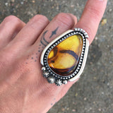 Large Amber Celestial Ring- Sterling Silver and Mayan Amber - Finished to Size