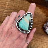 Blue Opal Petrified Wood Ring or Pendant- Sterling Silver and Indonesian Opalized Petrified Wood- Finished to Size