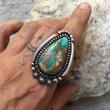 Large Celestial Royston Ribbon Turquoise Ring- Sterling Silver and Royston Turquoise Statement Ring- Finished to Size or as Pendant