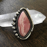 Celestial Rhodochrosite Statement Ring or Pendant- Sterling Silver and Pink Rhodochrosite- Finished to Size