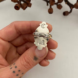 Celestial White Buffalo Ring- Size 7- Hand Stamped Sterling Silver