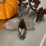 Large Diamond Shaped Celestial Ring or Pendant- Petrified Palm Root and Sterling Silver- Finished to Size