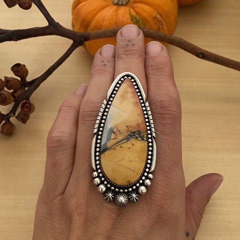 Huge Maligano Jasper Celestial Ring or Pendant- Sterling Silver and Jasper- Finished to Size