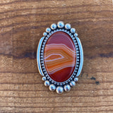 Large Agate Statement Ring- Sterling Silver and Banded Agate Finished to Size or as a Pendant