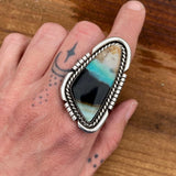 Chunky Blue Opal Petrified Wood Ring or Pendant- Sterling Silver and Indonesian Opalized Petrified Wood- Finished to Size