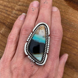 Chunky Blue Opal Petrified Wood Ring or Pendant- Sterling Silver and Indonesian Opalized Petrified Wood- Finished to Size