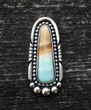 Blue Opal Petrified Wood Ring or Pendant- Sterling Silver and Indonesian Opalized Petrified Wood- Finished to Size