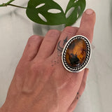 Large Chunky Amber Ring or Pendant- Sterling Silver and Mayan Amber- Finished to Size