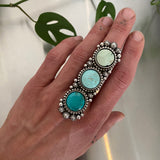 3 Stone Turquoise Collector Ring or Pendant- Natural Turquoise and Variscite- Finished to Size