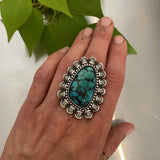 The Cosmic Ring- Cloud Mountain Turquoise and Sterling Silver- Finished to Size or as a Pendant
