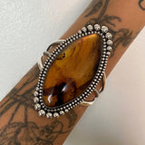 Huge Amber Cuff Bracelet- Sterling Silver and Mayan Amber Statement Cuff