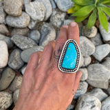 Large Freeform Turquoise Statement Ring or Pendant- Sterling Silver and Cumpas Turquoise- Finished to Size