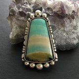 Blue Opal Petrified Wood Ring or Pendant- Sterling Silver and Indonesian Opalized Wood- Finished to Size