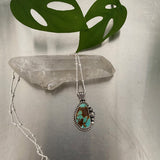 RESERVED FOR MINDY- Dainty Turquoise Celestial Necklace- Sterling Silver and Royston Turquoise- 18" Chain