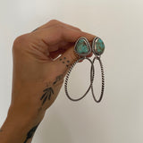 Large Braided Hoop Earrings- Darling Darlene Turquoise and Sterling Silver