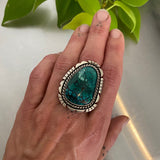 The Daystar Ring- Bamboo Mountain Turquoise and Sterling Silver- Finished to Size or as a Pendant