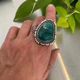 The Daystar Ring- Bamboo Mountain Turquoise and Sterling Silver- Finished to Size or as a Pendant