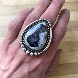 Huge Dendritic Opal Ring- Sterling Silver and Dendritic Opal- Finished to Size or as a Pendant