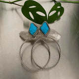 XXL Braided Hoop Earrings- Kingman Turquoise and Sterling Silver
