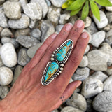 Huge 2 Stone Turquoise Statement Ring or Pendant- Sterling Silver and Kingman Turquoise- Finished to Size