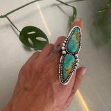 Huge 2 Stone Turquoise Statement Ring or Pendant- Sterling Silver and Kingman Turquoise- Finished to Size