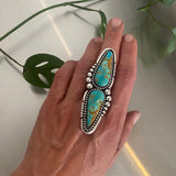 Huge 2 Stone Turquoise Statement Ring or Pendant- Sterling Silver and Kingman Turquoise- Finished to Size