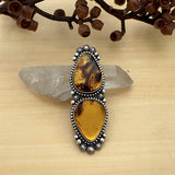 Huge 2-Stone Amber Celestial Ring- Sterling Silver and Mayan Amber - Finished to Size