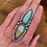 Huge Double Blue Opal Petrified Wood Ring or Pendant- Sterling Silver and Indonesian Opalized Petrified Wood- Finished to Size