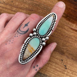 Huge Double Blue Opal Petrified Wood Ring or Pendant- Sterling Silver and Indonesian Opalized Petrified Wood- Finished to Size
