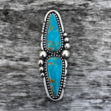 Huge Two-Stone Turquoise Ring- Sterling Silver and Kingman Turquoise- Finished to Size or as a Pendant