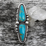 Huge Two-Stone Turquoise Ring- Sterling Silver and Kingman Turquoise- Finished to Size or as a Pendant