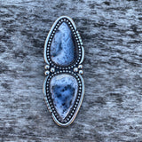 Huge Double Dendritic Opal Ring- Sterling Silver and Dendritic Opal- Finished to Size or as a Pendant