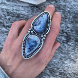 Huge Double Dendritic Opal Ring- Sterling Silver and Dendritic Opal- Finished to Size or as a Pendant