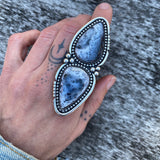 Huge Double Dendritic Opal Ring- Sterling Silver and Dendritic Opal- Finished to Size or as a Pendant