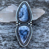 Huge Double Dendritic Opal Ring- Sterling Silver and Dendritic Opal- Finished to Size or as a Pendant