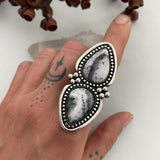 Large Dendritic Opal 2 Stone Ring or Pendant- Sterling Silver- Finished to Size