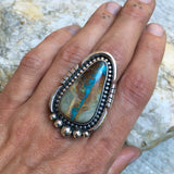 Large Easter Blue Ribbon Turquoise Ring- Sterling Silver and Easter Blue Turquoise Statement Ring- Finished to Size or as Pendant